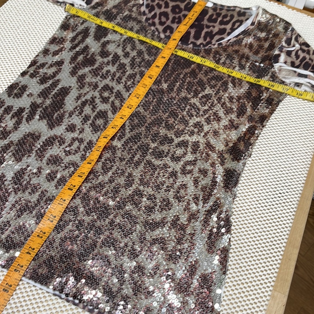 Cache Sequined Animal Print Top - Sz M - image 5